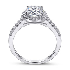 925 Sterling Silver Rounc Cut 7mm Cz Halo Ladies Ring