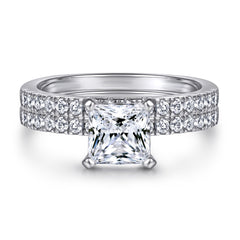 925 Sterling Silver Princess Cut Cz Ladies Bridal Ring Set