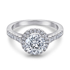 925 Sterling Silver Round Cz Halo Ladies Bridal Ring Set