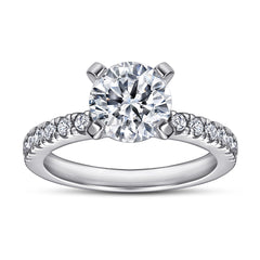 925 Sterling Silver Round Brilliant Cz Solitaire with Cz Band Ladies Ring