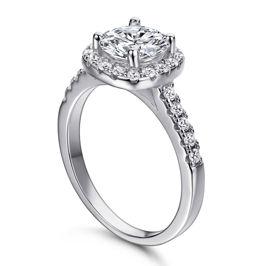 925 Sterling Silver Cz Square Halo Ladies Ring