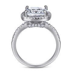 925 Sterling Silver Cushion Set Cz Ladies Halo Ring