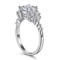 925 Sterling Silver Cz Fancy Round Cut Cluster Ladies Dress Ring