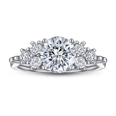 925 Sterling Silver Cz Fancy Round Cut Cluster Ladies Dress Ring