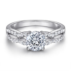 925 Sterling Silver Round Cz Centre with Fancy Split Band Ladies Bridal Ring Set