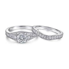 925 Sterling Silver Round Centre Cz With Fancy Channel Set Band Ladies Bridal Ring Set