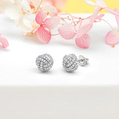 925 Sterling Silver Cz Knot Ladies Stud Earrings