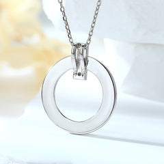 925 Sterling Silver Cz Double Row Circle Of Life Pendant with Chain