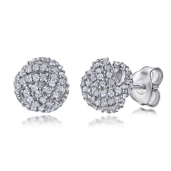 925 Sterling Silver Cz Knot Ladies Stud Earrings