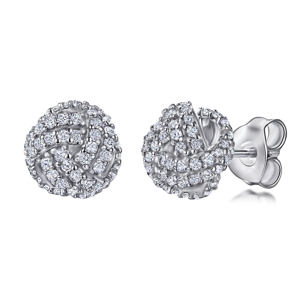 925 Sterling Silver Cz Knot Ladies Stud Earrings