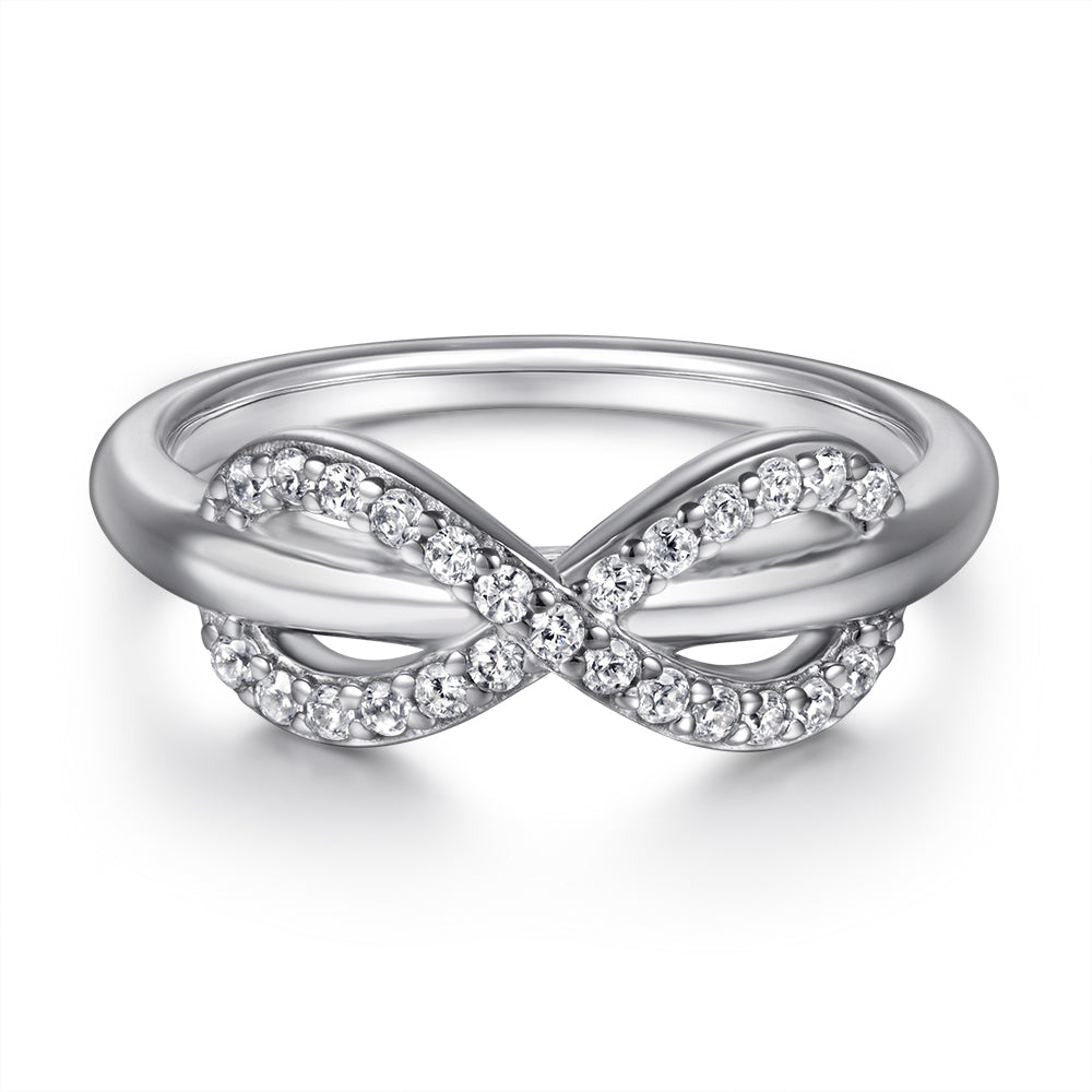 925 Sterling Silver Cz Infinity Ladies Ring