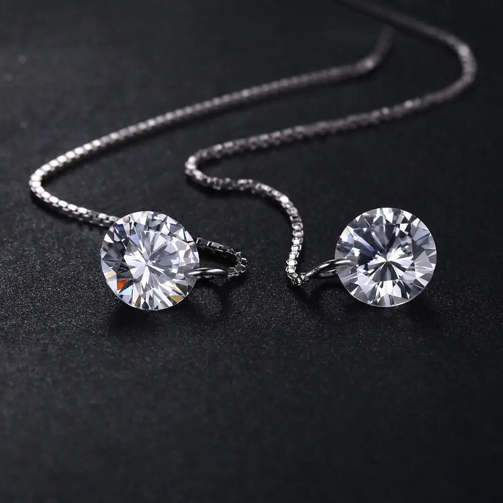 925 Sterling Silver Cz Fancy Drop Earrings