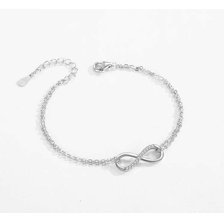 925 Sterling Silver Cz Infinity Symbol Bracelet 6"-7"