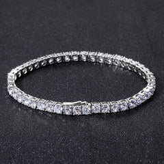 925 Sterling Silver Round Claw Set Cz Tennis Bracelet