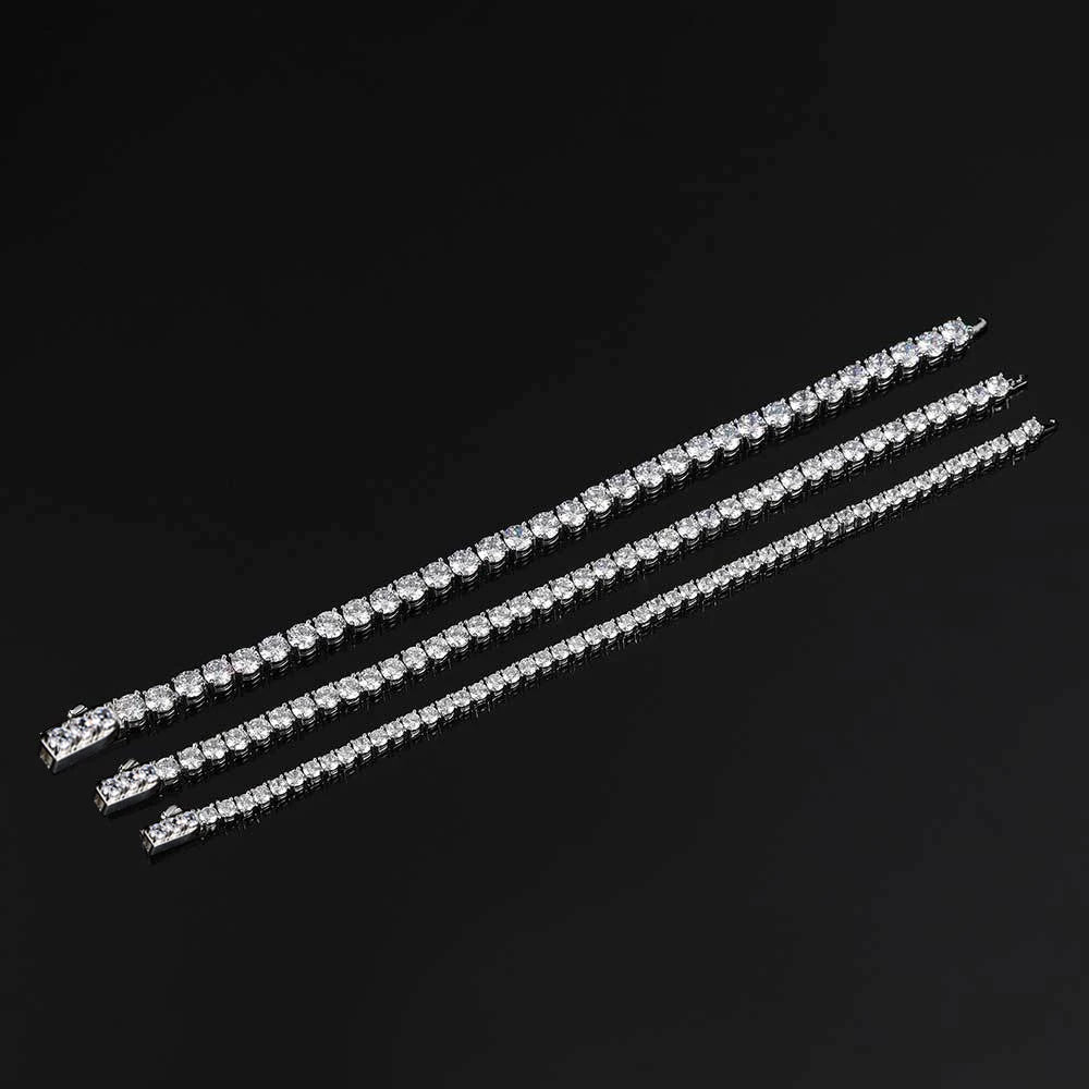 925 Sterling Silver Round Claw Set Cz Tennis Bracelet