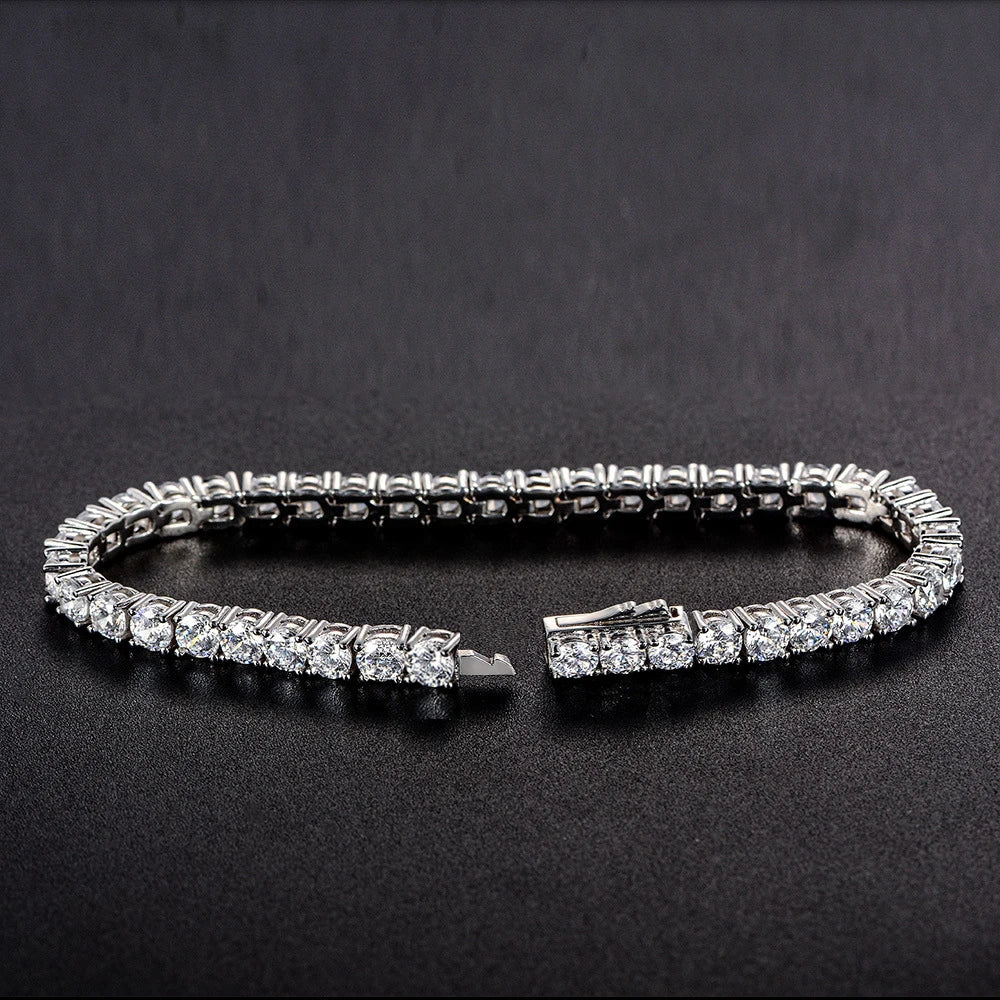 925 Sterling Silver Round Claw Set Cz Tennis Bracelet