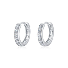 925 Sterling Silver 14mm Princess Cut Cz Channel Set Huggies Hoop Earrings