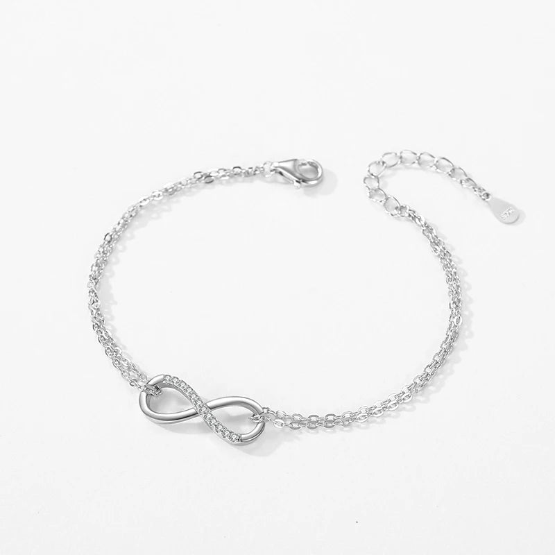 925 Sterling Silver Cz Infinity Symbol Bracelet 6"-7"