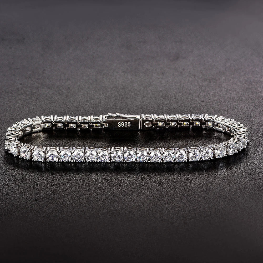 925 Sterling Silver Round Claw Set Cz Tennis Bracelet