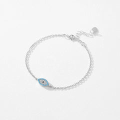 925 Sterling Silver Light Sea Blue & White Cz Bracelet 6"-7"