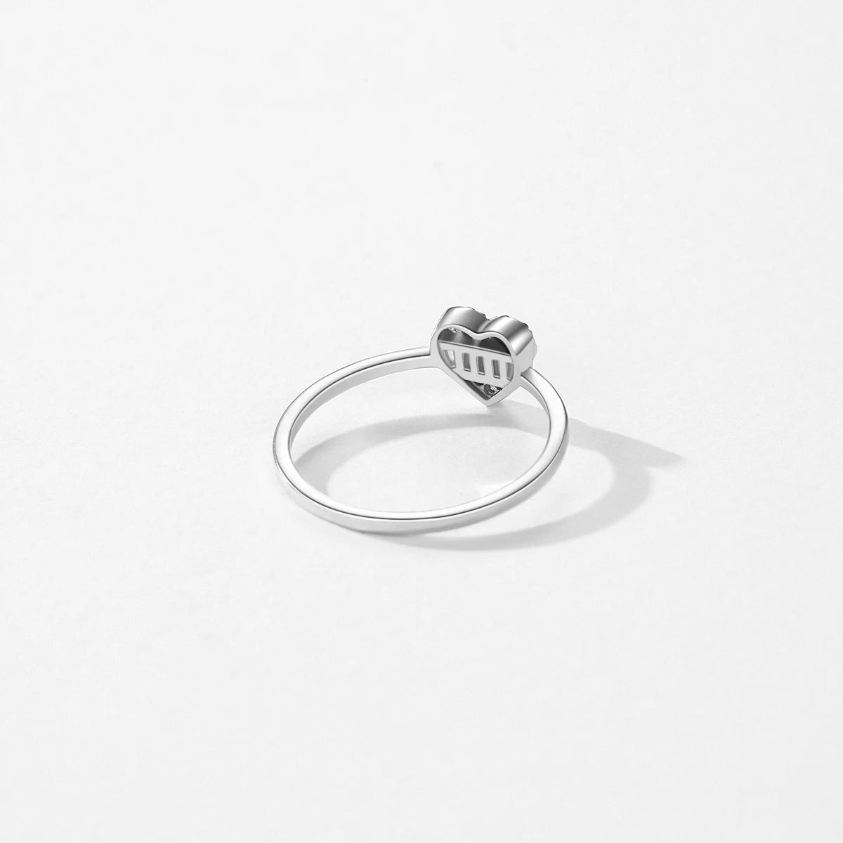 925 Sterling Silver Baguette & Round Cut Cz Heart Cluster Ring