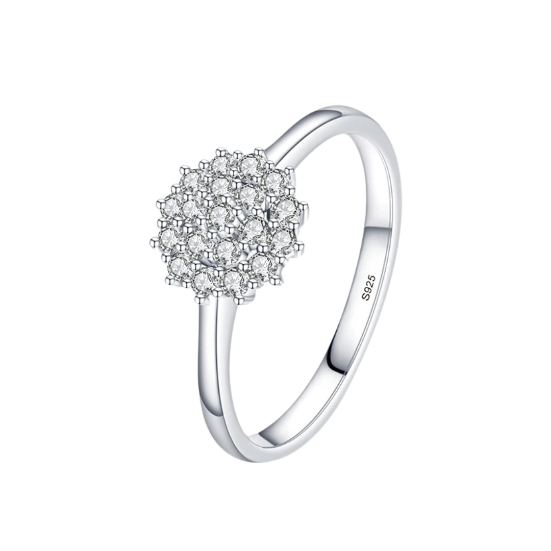 925 Sterling Silver Cz Cluster Ladies Ring