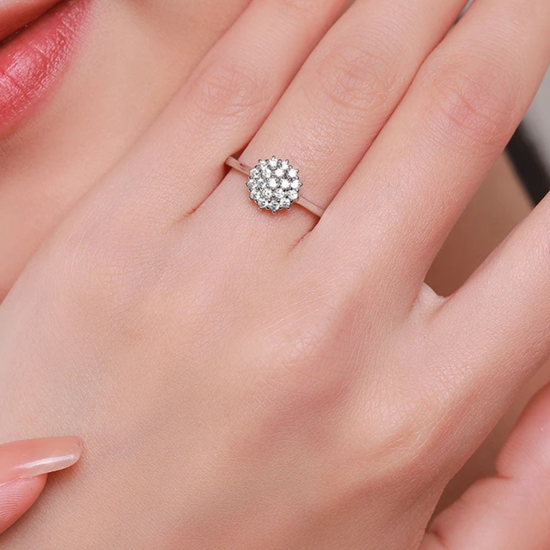 925 Sterling Silver Cz Cluster Ladies Ring