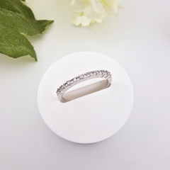 925 Sterling Silver Dainty Cubic Zirconia Claw Set Half Eternity Ring