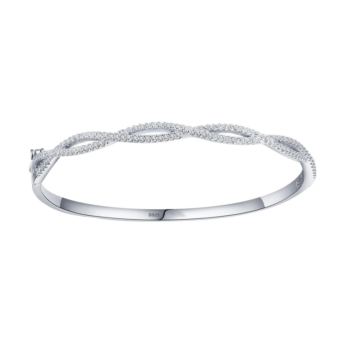 925 Sterling Silver Cz Infinity Bangle