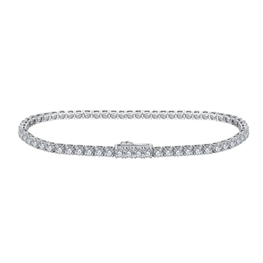 925 Sterling Silver Round Claw Set Cz Tennis Bracelet