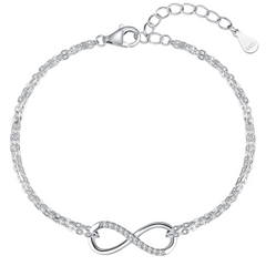 925 Sterling Silver Cz Infinity Symbol Bracelet 6"-7"