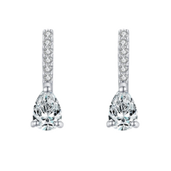 925 Sterling Silver Pear Cut Cz Drop Earrings