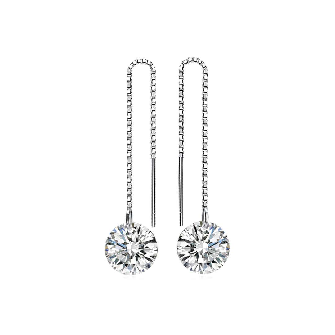 925 Sterling Silver Cz Fancy Drop Earrings