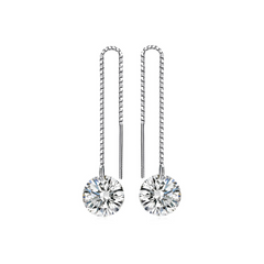 925 Sterling Silver Cz Fancy Drop Earrings